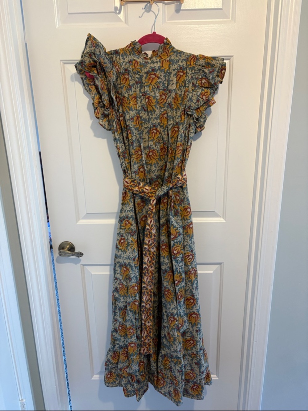 Victoria Dunn Floral Ruffle Sleeve Maxi Dress